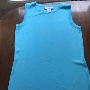 Cute straight line blue dress.